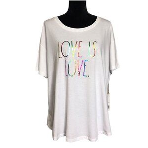 Rae Dunn T-Shirt - LOVE IS LOVE Tee in White - Size 2X - New